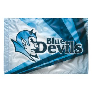 custom printed spirit flag with blue devils logo