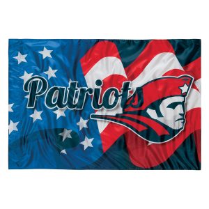 custom printed spirit flag red, white, and blue with patriot logo
