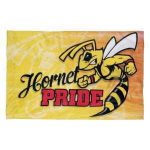 custom printed spirit flag yellow and red with hornet logo