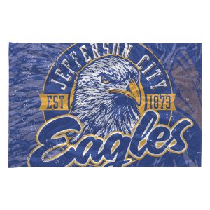 custom printed spirit flag blue and gold with eagle logo