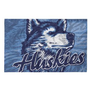 custom printed spirit flag showing blue huskies logo