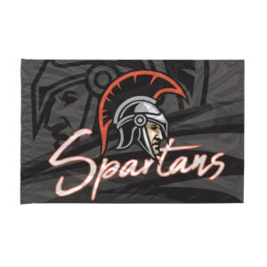 Spartans mascot spirit flag on a black background