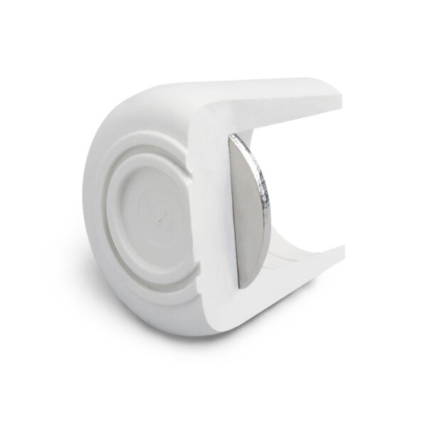 cross section of a white crutch tip flag pole cap with disk