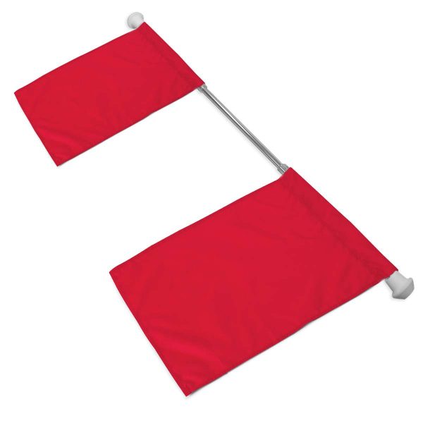Star Line Double Twirling Flag Shafts with two red flags