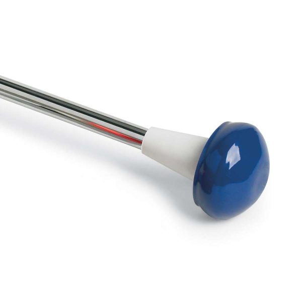 Star Line Twirling Baton Practice Cap in blue on a twirling baton, ball end