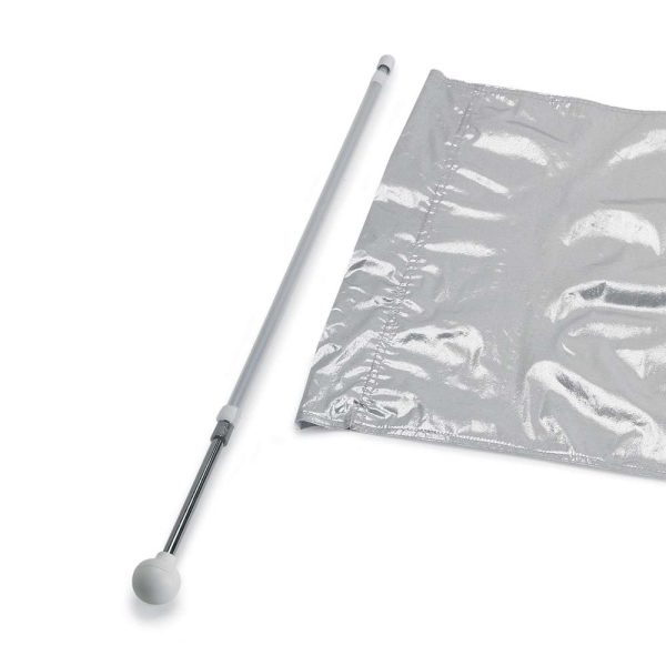 Star Line Lamé Twirl Flag Silver with a twirling shaft detail