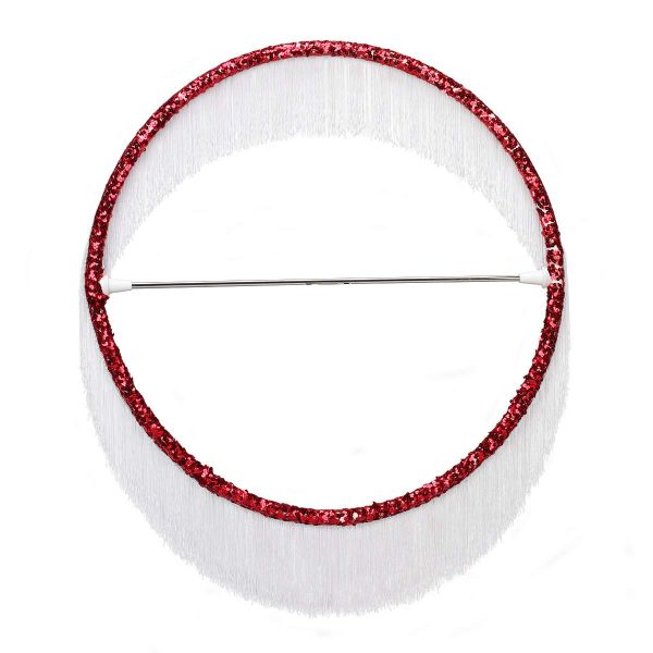 Star Line Hoop Trim Kit with red sequin and white fringe on a twirling hoop