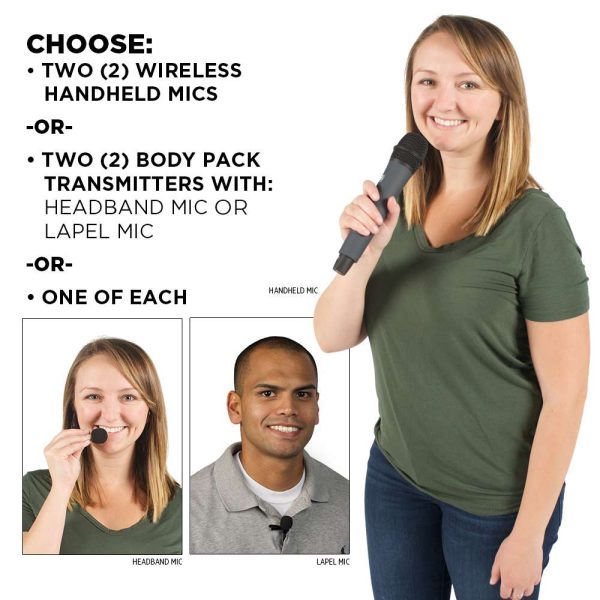 models demonstrating Anchor Audio Go Getter 2 Deluxe Air Package 2 microphone options