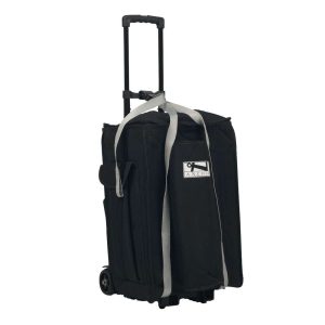 Anchor Audio Liberty Soft Rolling Case with handle up, front three-quarters view