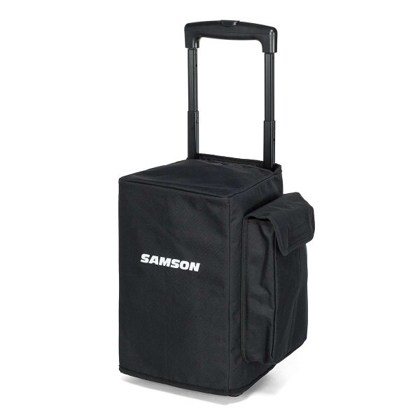 Samson Expedition XP208W Cover with handle up on PA, front three-quarters view