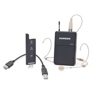 Samson PA USB XPD2 Wireless Headset with receiver, transmitter, extender cable, and lavalier mic