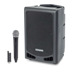 Samson Expedition XP208w Portable PA, front three-quarters view