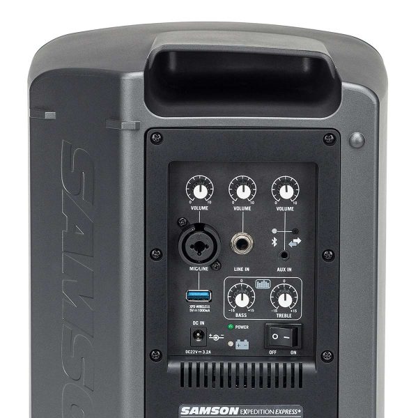 Samson Expedition Express+ Portable PA, back controls detail