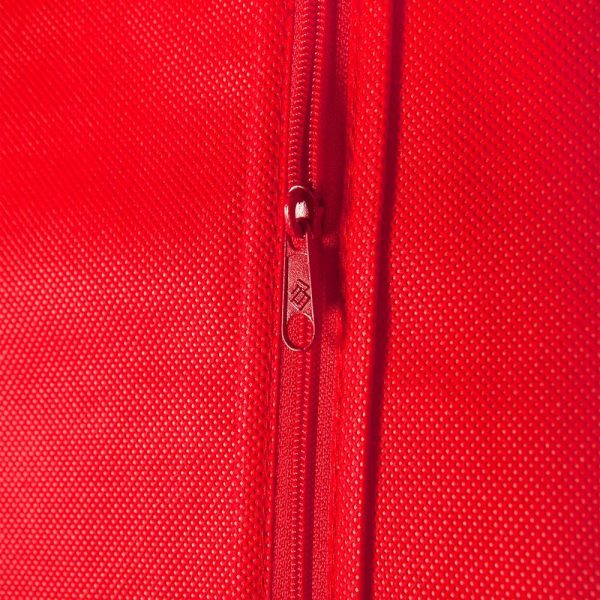 red Economy Garment Bag, zipper detail