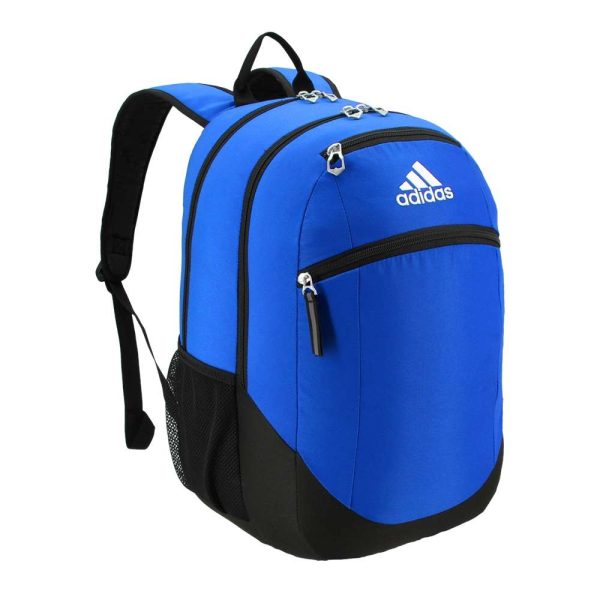 blue adidas Striker 2 Team Backpack, front three-quarters