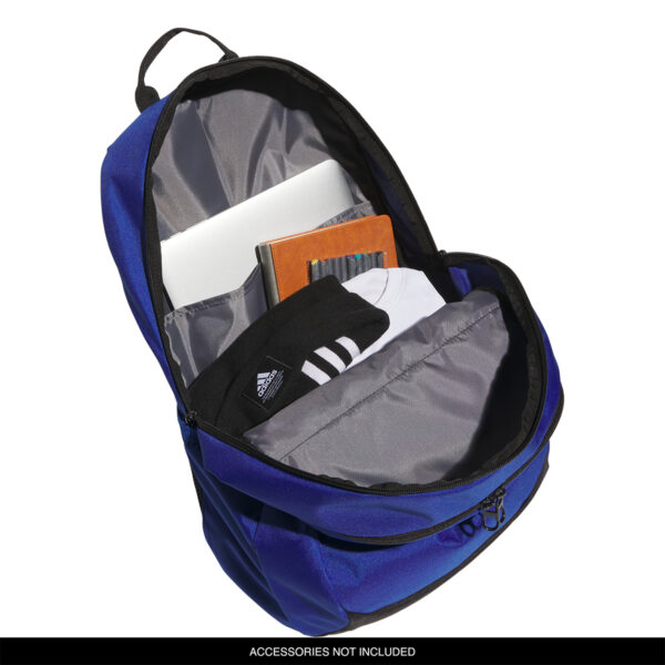 Team Royal adidas Striker 3 Team Backpack, filled with items
