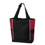 black/red panel tote bag