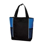 black/royal panel tote bag