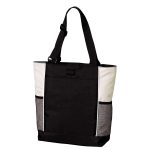 black/stone panel tote bag