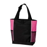 black/tropical pink panel tote bag