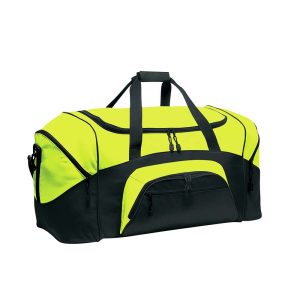 safety yellow Colorblock Sport Duffel bag, front three-quarters view