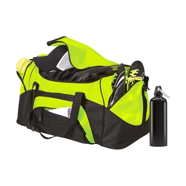 safety yellow Colorblock Sport Duffel bag with accessories