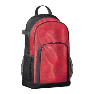 red/black Augusta All Out Glitter Backpack, front view