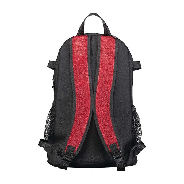 red/black Augusta All Out Glitter Backpack, back view