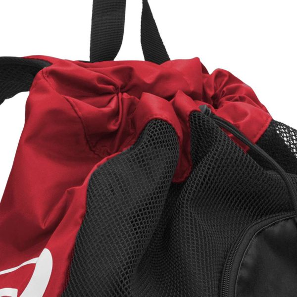 Red/Black Asics Gear Bag 2.0, closed top detail