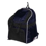 navy-black-white-champion-all-sport-backpack, angled view
