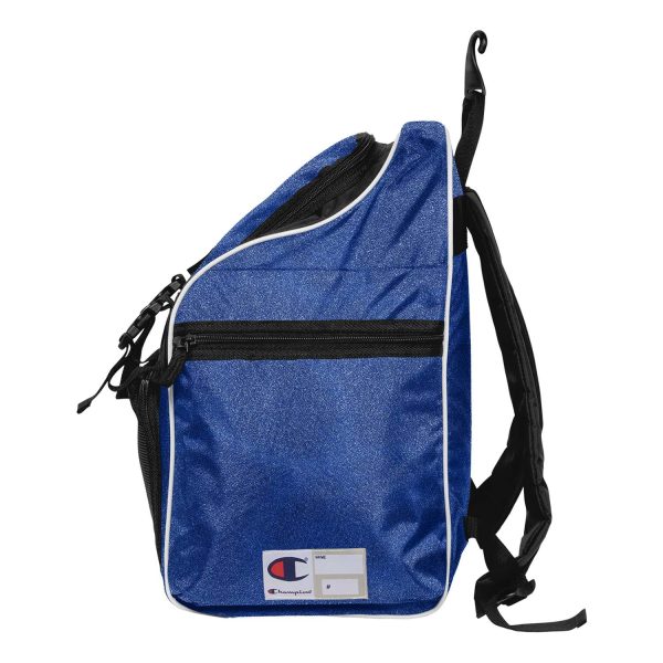 royal blue Champion All-Sport Glitter Backpack, side view