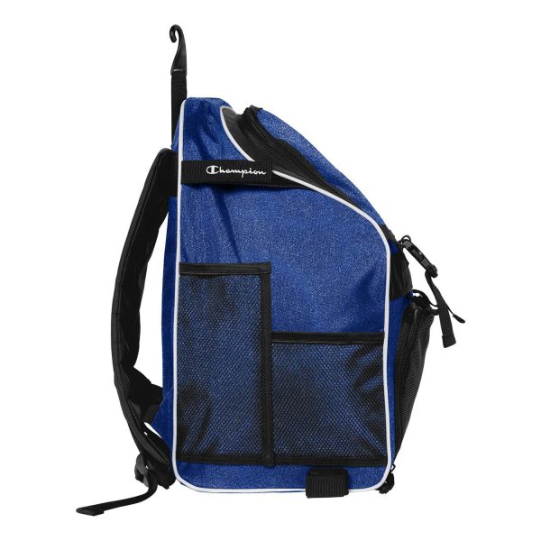 royal blue Champion All-Sport Glitter Backpack, side view