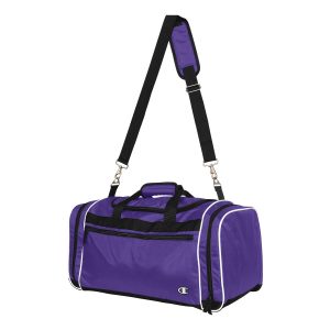 purple Champion All-Around Duffle Bag, front three-quarters view