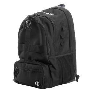 black Champion Squad Backpack, front three-quarters view