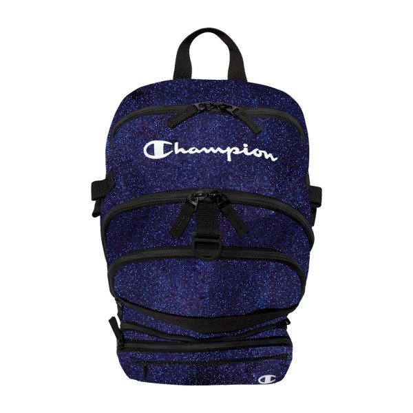 midnight/black Champion Squad Glitter Backpack, top view
