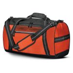 orange-black-holloway-rivalry-duffel-bag, angled view
