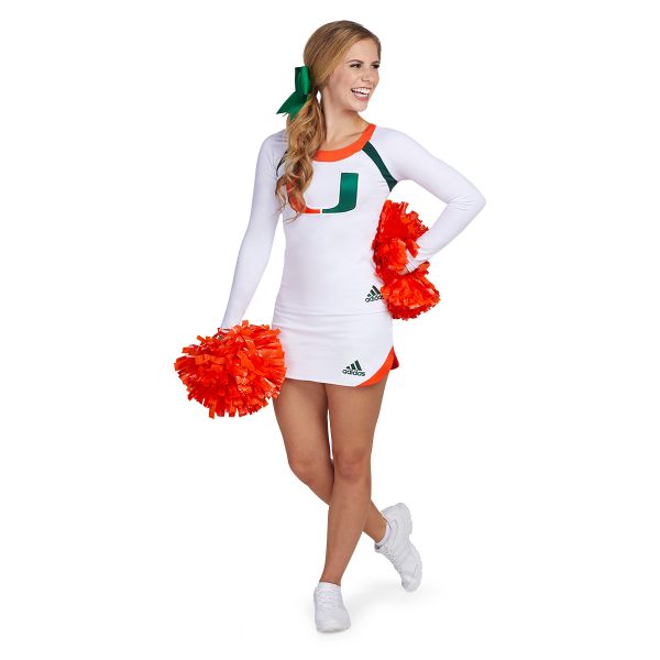 model wearing an adidas custom cheer uniform