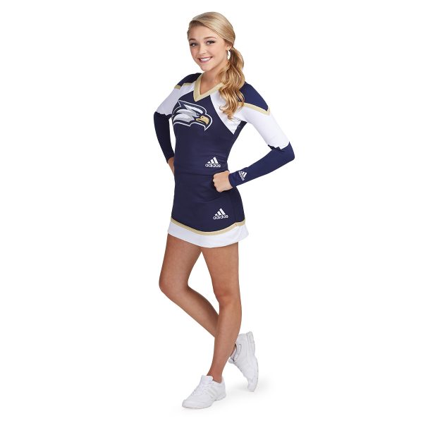 model wearing adidas custom cheer uniform