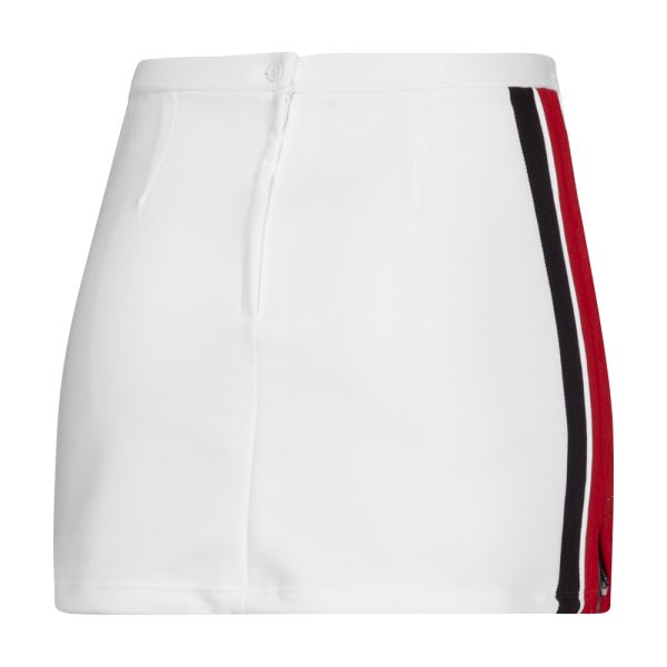 white adidas custom cheer uniform skirt, back view
