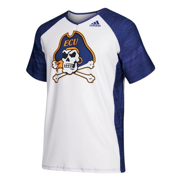 dye-sublimated adidas custom cheer uniform shirt with pirate skull logo