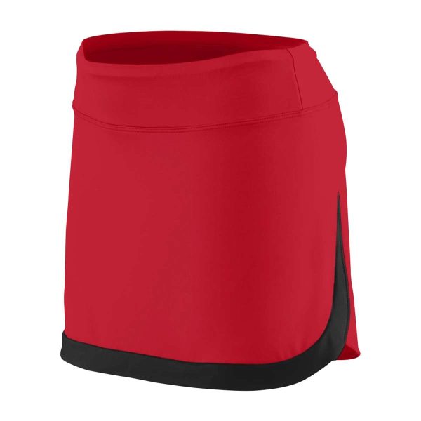 red/black Augusta Action Color Block Skort, front three-quarters view