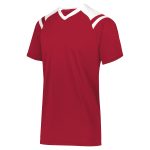 scarlet/white v-neck, short sleeve high five sheffield jersey