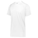 white v-neck, short sleeve high five sheffield jersey