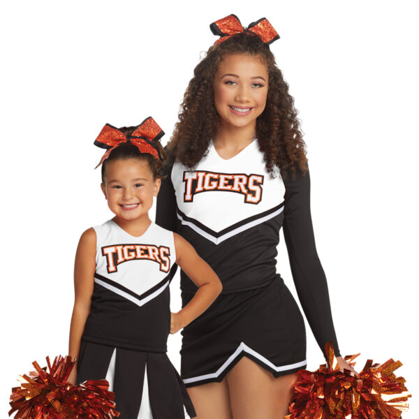 youth cheerleader and cheerleader wearing Augusta Pride Cheer Shell, front view