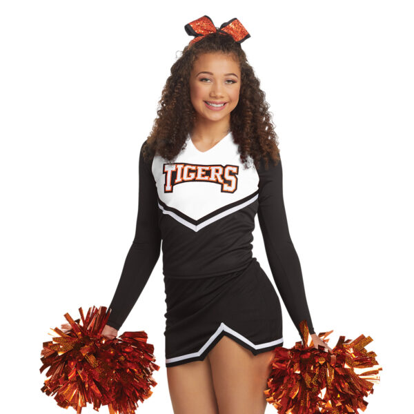 cheerleader wearing Augusta Pride Cheer Shell, front view