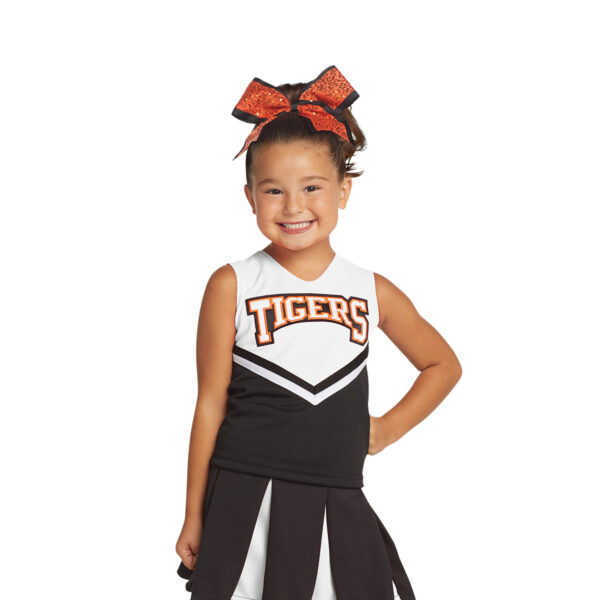 youth cheerleader wearing Augusta Pride Cheer Shell, front view