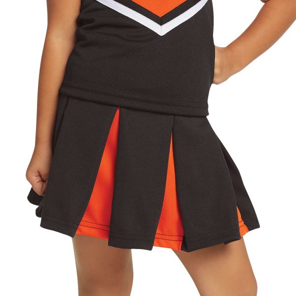 young cheerleader in Augusta Liberty Pleated Cheer Skirt, front detail