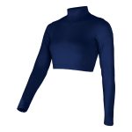 navy long sleeve Champion Mock Neck Crop Top