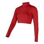 red long sleeve Champion Mock Neck Crop Top