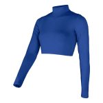 royal long sleeve Champion Mock Neck Crop Top